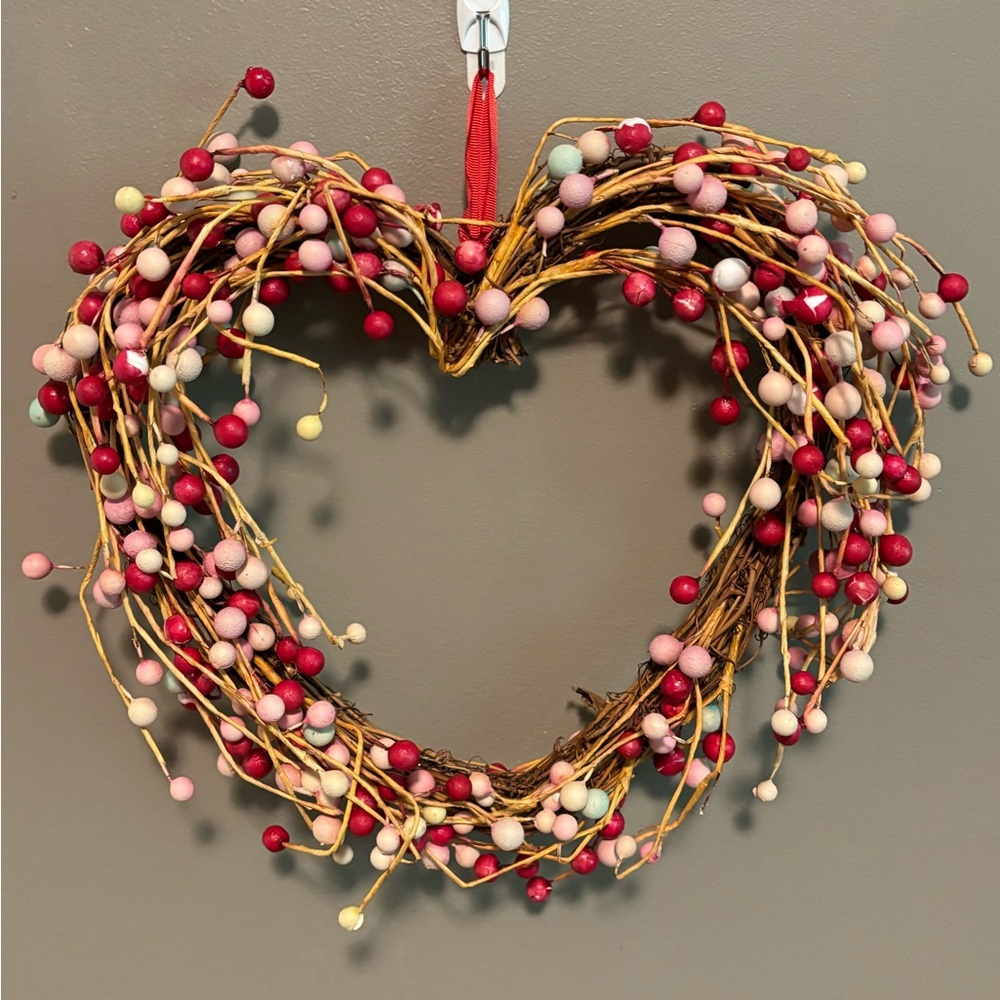 Heart shaped door hanger wreath